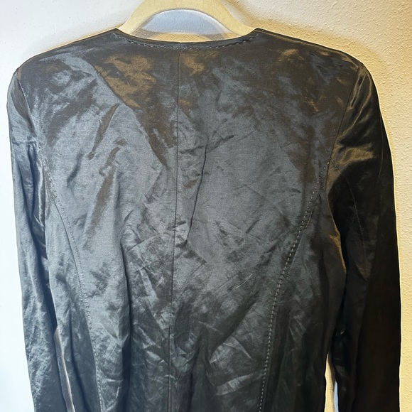 Eileen Fisher Olive Green Silk Linen Long Sleeves Duster dark green medium - Picture 12 of 12